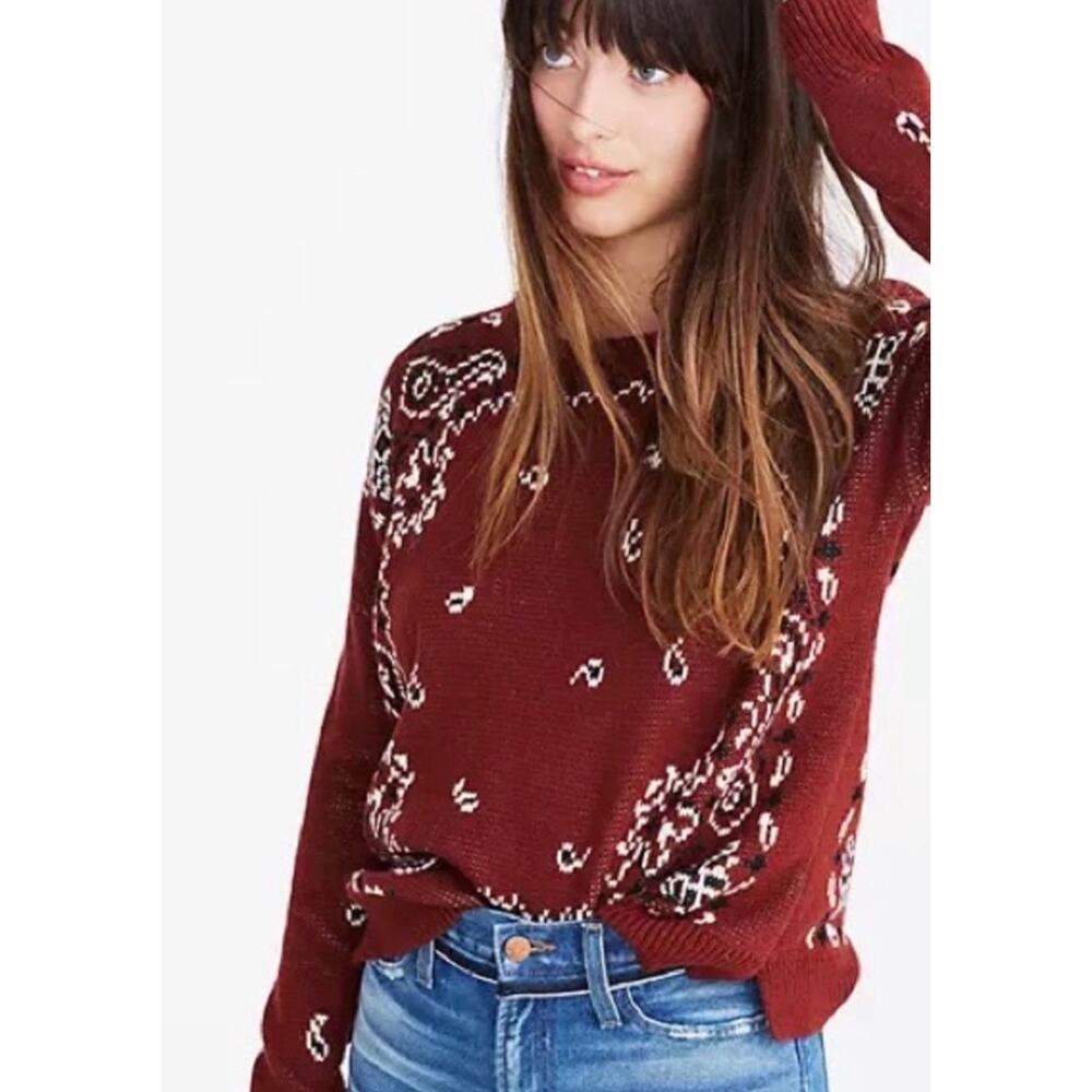 Madewell Bandana Pullover Sweater Womens Size Medium